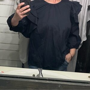 Chic Black Ruffle Blouse